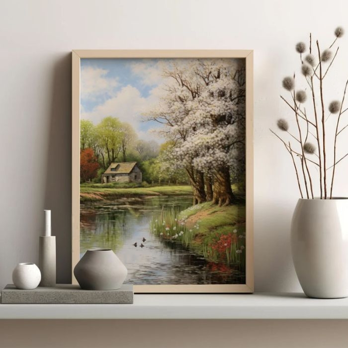 cuadros-de-paisajes-naturales-agua-serena-con-vegetacion