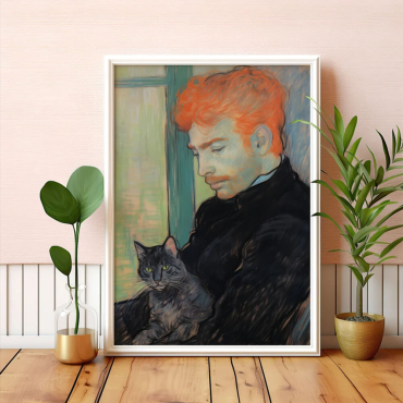 Toulouse Lautrec - Hombre Joven y Gato negro