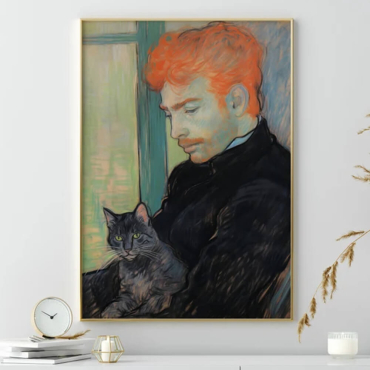 Toulouse Lautrec - Hombre Joven y Gato negro