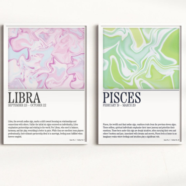Cuadros Abstractos - Auras de Libra y Piscis - Set de 2