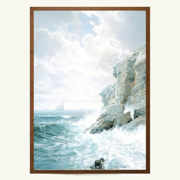arte marino con rocas y olas