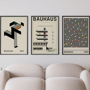 Cuadros Abstractos - Arquitectura de Bauhaus - Set de 3