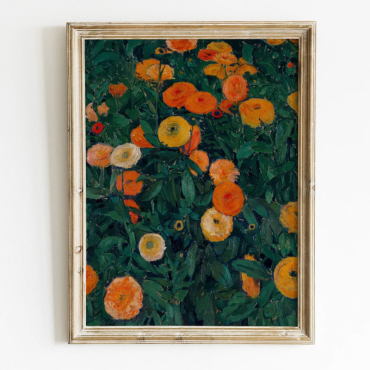 Cuadro Floral Vintage Naranja