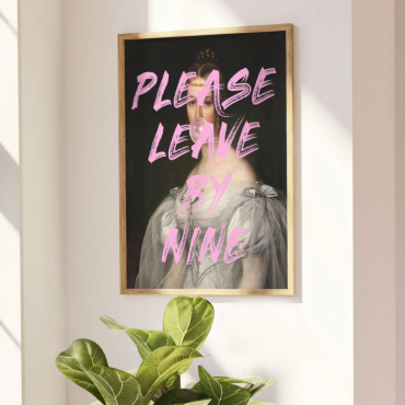 Cuadros Aesthetic - Frase "Please Leave by Nine"