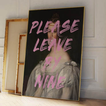 Cuadros Aesthetic - Frase "Please Leave by Nine"