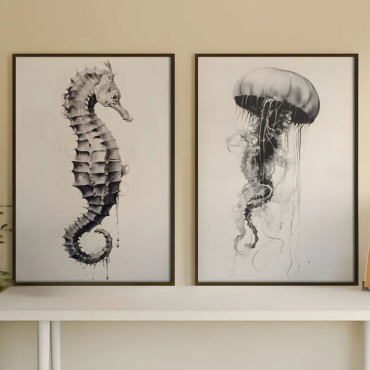 Cuadros Decorativos - Medusa y Caballito de Mar