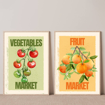 Cuadros para Cocina - Cesta de Frutas - Set de 2