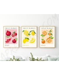 Cuadros Para Cocina - Mercado de Frutas - Set de 3