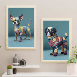 Cuadro de animales: Cachorros Adorables - Set de 2