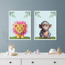 Cuadros para bebés: Animales Tropicales - Set de 2