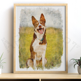 Cuadros Personalizados - Pintura Acuarela de Perro