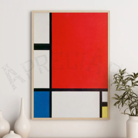 cuadro de piet mondrian composicion con rojo azul y amarillo