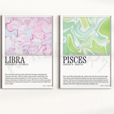 Cuadros Abstractos - Auras de Libra y Piscis - Set de 2