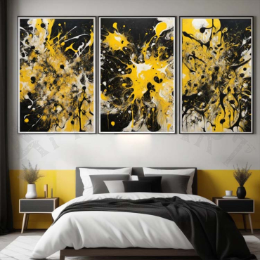 Jackson Pollock - Abstract Yellow - Set de 3