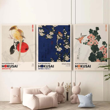 Katsushika Hokusai - Birds and Flowers - Set de 3