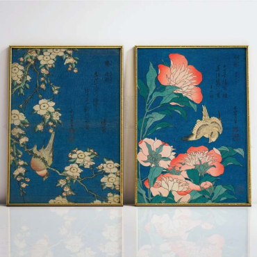 Katsushika Hokusai - Floral Wind - Set de 2