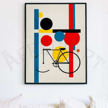 Cuadros Abstractos - Bicicleta en Colores de Bauhaus