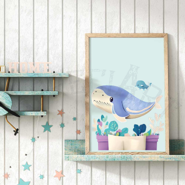 Cuadros Para Bebés - Ballenas Azules - 01