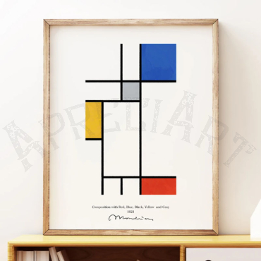 Cuadro de Piet Mondrian - Composición con Rojo, Azul, Negro, Gris y Amarillo