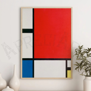 cuadro de piet mondrian composicion con rojo azul y amarillo