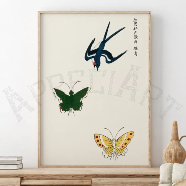 Cuadros Decorativos - Golondrina y Mariposas de Taguchi Tomoki