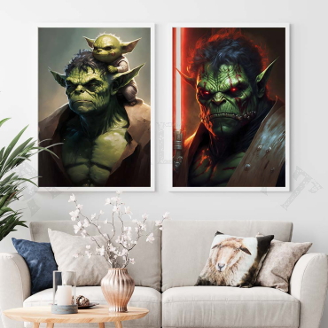 Cuadros de Superhéroes - Hulk Yoda - Set de 2