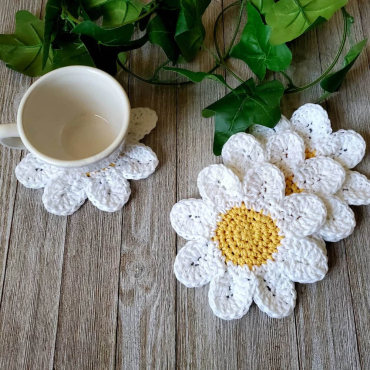 Posavasos en Forma de Flor a Crochet