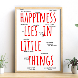 Cuadros con Frases - HAPPINESS LIES IN LITTLE THINGS