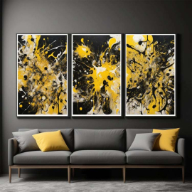 Jackson Pollock - Abstract Yellow - Set de 3