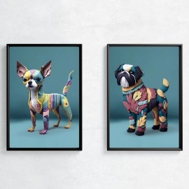 Cuadro de animales: Cachorros Adorables - Set de 2