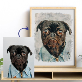 Cuadros Personalizados - Retrato de Perro Personalizado en Acuarela