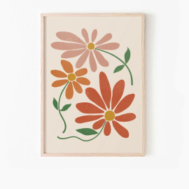 Cuadros de Arte Bohemio - Flores Coloridas - Set de 3