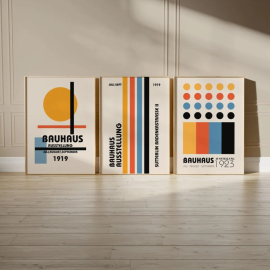 Cuadros Abstractos - Bauhaus Clásico - Set de 3