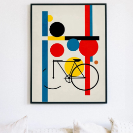 Cuadros Abstractos - Bicicleta en Colores de Bauhaus