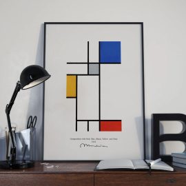 Cuadro de Piet Mondrian - Composición con Rojo, Azul, Negro, Gris y Amarillo