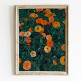 Cuadro Floral Vintage Naranja