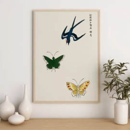 Cuadros Decorativos - Golondrina y Mariposas de Taguchi Tomoki