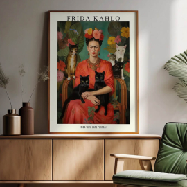 Cuadros de Frida Kahlo - Frida con gatos