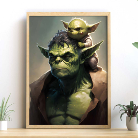 Cuadros de Superhéroes - Hulk Yoda - Set de 2