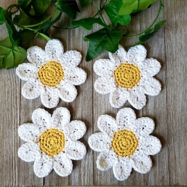 Posavasos en Forma de Flor a Crochet