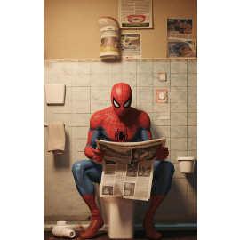 Póster Spiderman en el baño