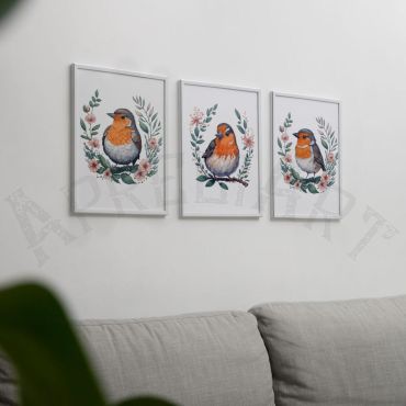 Cuadros de aves: Pájaros en Miniatura - Set de 3