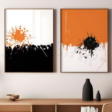 cuadros para oficina arte minimalista naranja y negro