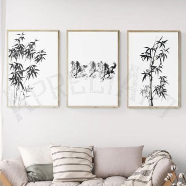 cuadros decorativos bambu y caballos