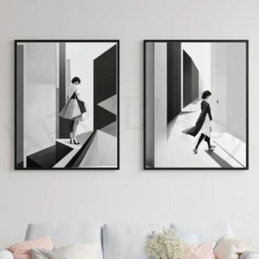 cuadros la dama en blanco y negro