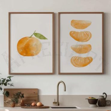 cuadros decorativos acuarela de mandarina