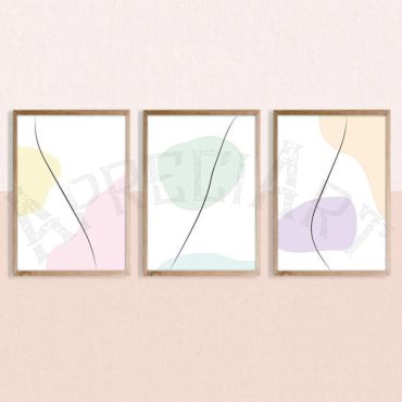 cuadros para sala formas geometricas con colores pastel