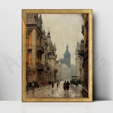 cuadro vintage templo skyline