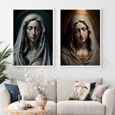Cuadros Religiosos - María Madre de Dios - Set de 2