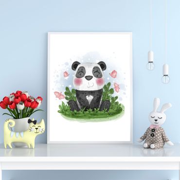 Cuadros para Bebés - Pequeño Oso Panda en el Prado